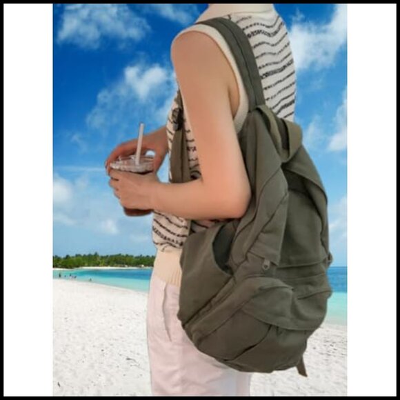 Retro Canvas Backpack Rucksack Vintage Aesthetic Daypack for Travel School